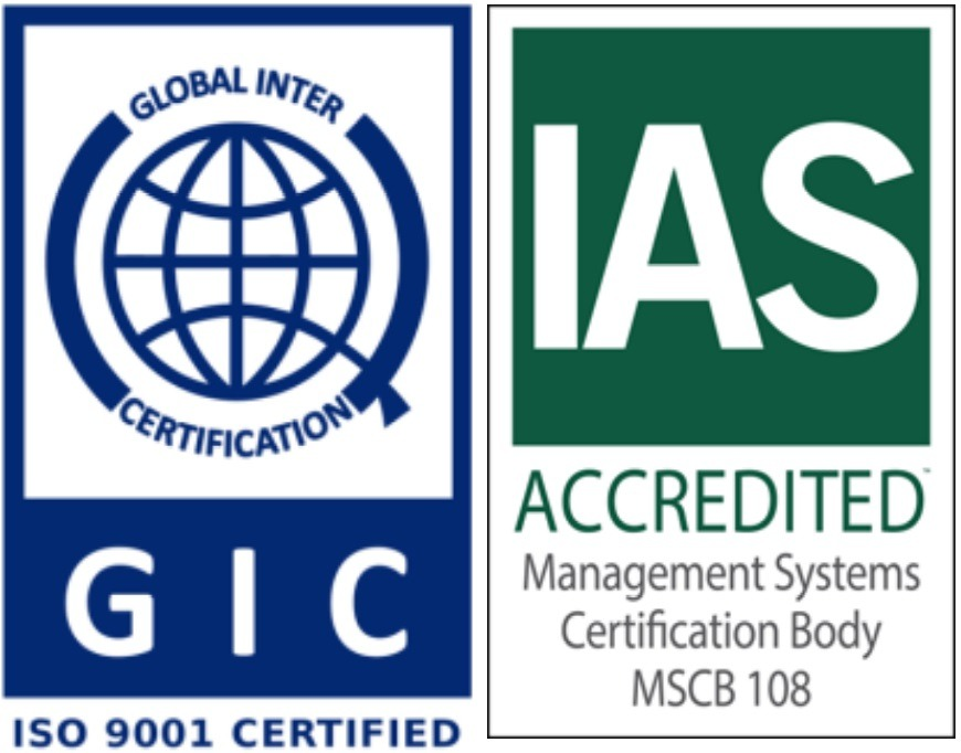 ISO 9001, certified by GIC with IAS accreditation